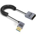Cavo HDMI 2.1 coassiale a spirale da 0,7 m 8K 48 Gbps, porta: gomito destro da maschio a femmina