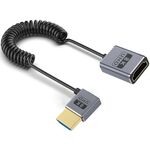 Cavo HDMI 2.1 coassiale a spirale da 0,7 m 8K 48 Gbps, porta: gomito sinistro da maschio a femmina