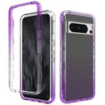 Per Google Pixel 8 Pro Custodia antiurto trasparente sfumata in PC + TPU per telefono (viola)