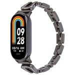 Per Xiaomi Smart Band 9/8 Braccialetto in metallo con diamanti a forma di U (nero)