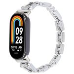Per Xiaomi Smart Band 9/8 Braccialetto a forma di U con diamanti Cinturino in metallo (argento)