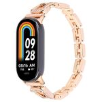 Per Xiaomi Smart Band 9/8 Braccialetto in metallo con diamanti a forma di U (oro rosa)