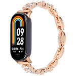 Per Xiaomi Smart Band 9/8 Braccialetto con diamanti a spiga di grano in metallo (oro rosa)