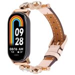 Per Xiaomi Smart Band 9/8 Cinturino in pelle con diamanti in metallo (oro rosa)