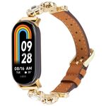 Per Xiaomi Smart Band 9/8 Cinturino in pelle con diamanti in metallo (marrone dorato)