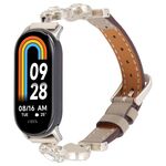 Per Xiaomi Smart Band 9/8 Cinturino in pelle con diamanti in metallo (grigio chiaro)