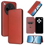 Per OPPO Find X8 Custodia in pelle con texture in fibra di carbonio (marrone)