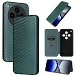 Per OPPO Find X8 Pro Custodia per telefono in pelle con texture in fibra di carbonio (verde)