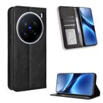 Per vivo X200 Pro 5G Custodia per telefono in pelle con fibbia magnetica e texture retrò (nero)
