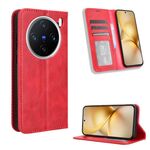 Per vivo X200 Pro mini 5G Custodia per telefono in pelle con fibbia magnetica e texture retrò (rosso)