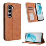 Per Infinix Hot 50 Pro 4G Custodia per telefono in pelle con fibbia magnetica e texture retrò (marrone)