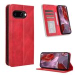 Per Google Pixel 9a Custodia per telefono in pelle con fibbia magnetica e texture retrò (rosso)