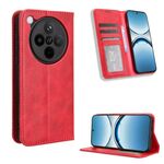 Per OPPO Find X8 Custodia per telefono in pelle con fibbia magnetica e texture retrò (rosso)