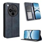 Per OPPO Find X8 Custodia per telefono in pelle con fibbia magnetica e texture retrò (blu)