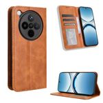 Per OPPO Find X8 Custodia per telefono in pelle con fibbia magnetica e texture retrò (marrone)