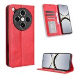 Per OPPO Find X8 Pro Custodia per telefono in pelle con fibbia magnetica e texture retrò (rosso)