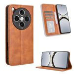 Per OPPO Find X8 Pro Custodia per telefono in pelle con fibbia magnetica e texture retrò (marrone)