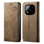 Per Redmi Note 14 Pro+ 5G Denim Texture Casual Style Custodia in Pelle Flip Orizzontale (Cachi)