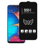 Per Samsung Galaxy A20 Pellicola in vetro temperato a schermo intero con grande arco in alluminio
