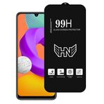 Per Samsung Galaxy M22 Pellicola in vetro temperato a schermo intero con ampio arco in alluminio