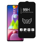 Per Samsung Galaxy M51 Pellicola in vetro temperato a schermo intero con ampio arco in alluminio