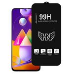 Per Samsung Galaxy M31s Pellicola in vetro temperato a schermo intero con ampio arco in alluminio