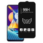 Per Samsung Galaxy M11 Pellicola in vetro temperato a schermo intero con grande arco in alluminio