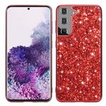 Per Samsung Galaxy S25+ 5G Custodia per telefono in TPU antiurto con polvere glitterata (rosso)