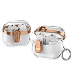 Per Samsung Galaxy Buds3 / 3 Pro Custodia protettiva per auricolari trasparente galvanica con blocco di sicurezza (oro rosa)