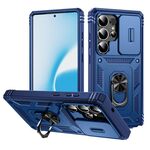 Per Samsung Galaxy S25 Ultra 5G Custodia per telefono ibrida in TPU con supporto scorrevole Camshield con supporto (blu navy)