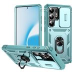 Per Samsung Galaxy S25 Ultra 5G Custodia per telefono ibrida in TPU con supporto scorrevole Camshield con supporto (verde)
