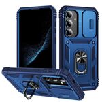 Per Samsung Galaxy S25+ 5G Custodia per telefono ibrida in TPU con supporto scorrevole Camshield (blu navy)