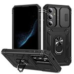 Per Samsung Galaxy S25 5G Custodia per telefono ibrida in TPU con supporto scorrevole Camshield (nero)