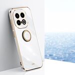 Per vivo iQOO 13 XINLI Custodia per telefono in TPU elettroplaccato 6D con bordo dritto con supporto ad anello (bianco)