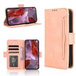 Per Google Pixel 9a Custodia in pelle con slot per schede e texture in vitello (rosa)