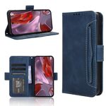Per Google Pixel 9a Custodia in pelle con slot per schede e texture in vitello (blu)