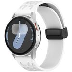 Cinturino per orologio in silicone con fibbia pieghevole magnetica con stampa leopardata da 18 mm (bianco)