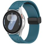 Cinturino per orologio in silicone con fibbia pieghevole magnetica con stampa leopardata da 18 mm (blu scuro)