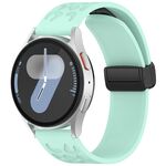 Cinturino per orologio in silicone con fibbia pieghevole magnetica con stampa leopardata da 18 mm (blu verde acqua)