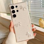 Per Samsung Galaxy S25 Ultra 5G Custodia per telefono in TPU epossidico con fiocco di perle e glitter (tre nodi)