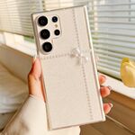 Per Samsung Galaxy S25 Ultra 5G Custodia per telefono in TPU epossidico con fiocco di perle e glitter (nodi incrociati)