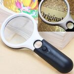 Lente d'ingrandimento visiva da lettura con 3 luci LED, Mini lente d'ingrandimento visiva per lettura portatile 3-45X con luce a 3 LED (bianca)