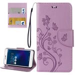 Per Asus Zenfone 3 max / zc520tl farfalle Amore fiori goffratura custodia orizzontale flip in pelle con supporto e carte slot e portafoglio e cordino