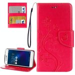 Per Asus Zenfone 3 Max / ZC520TL Farfalle Amore fiori Embossing Cassa orizzontale in pelle flip con supporto e carte Slot & Portafoglio e cordino (magenta)