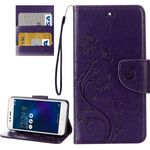 Per Asus Zenfone 3 max / zc520tl farfalle Amore fiori goffratura custodia orizzontale flip in pelle con supporto e carte slot e portafoglio e cordino