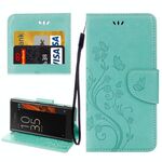 Per Sony Xperia XZ Butterflies Love Flowers Custodia in pelle con goffratura orizzontale con supporto e slot per schede, portafoglio e cordino (verde)