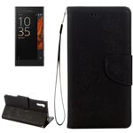 Per Sony Xperia XZ Power Butterflies Custodia in pelle con goffratura orizzontale con supporto e slot per schede, portafoglio e cordino (nero)