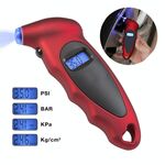 Manometro digitale per pneumatici con luce flash a LED, intervallo di pressione: 0-100PSI (rosso)