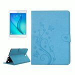 Per Galaxy Tab A 8.0 / T350 Fiori pressati Farfalla Modello Flip orizzontale Custodia in pelle PU con fibbia magnetica, supporto, slot per schede e portafoglio (blu)