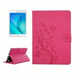 Per Galaxy Tab A 8.0 / T350 Fiori pressati Farfalla Modello Flip orizzontale Custodia in pelle PU con fibbia magnetica e supporto e slot per schede e portafoglio (magenta)